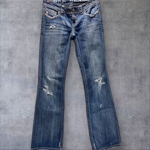 MEK Classic Blue Distressed Boot Cut Women's Jeans size 27/34